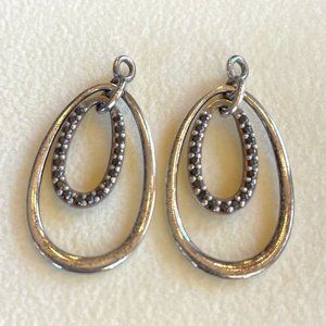 Silver and onyx dangle Pandora dangle earring charms